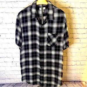 The Rail Black and White Checkered Men's Soft 100% Rayon Shirt